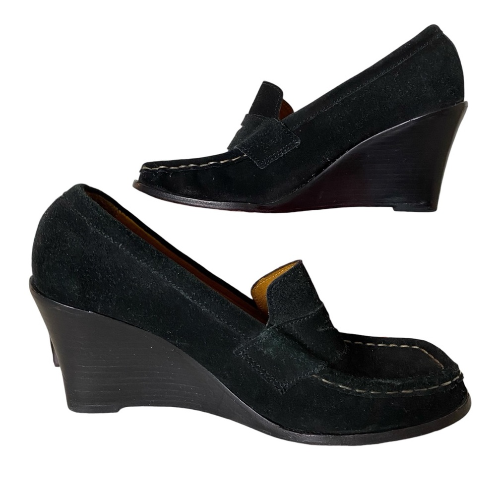 Michael Kors Suede Wood Stacked Loafer Wedges View 3